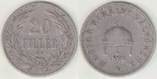 1893 Hungary 20 Filler A001382